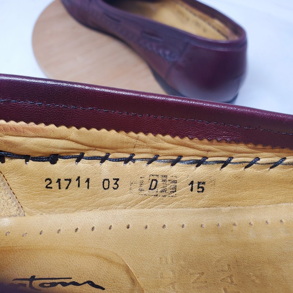 Santoni Loafers Mens 15 Burgundy Leather Kiltie Tassel Slip On Shoes Italy - Picture 16 of 16